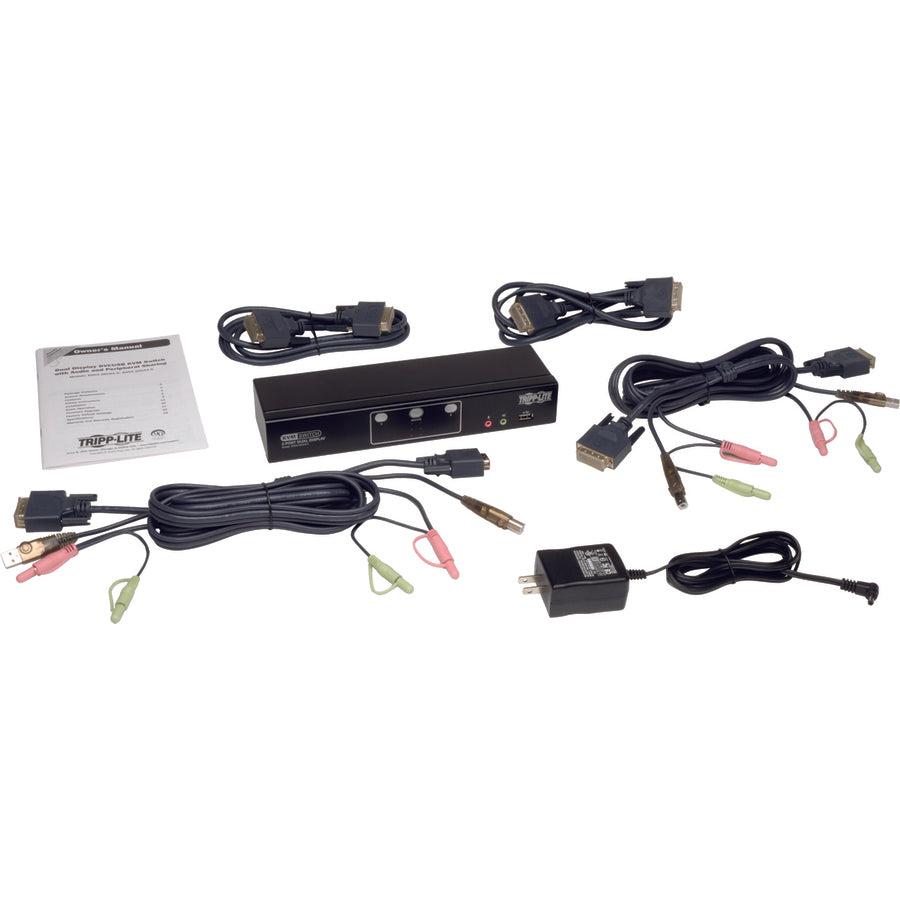 Dual Monitor KVM Switch - 2-Port DVI Audio USB Hub | Tripp Lite B004-2DUA2-K