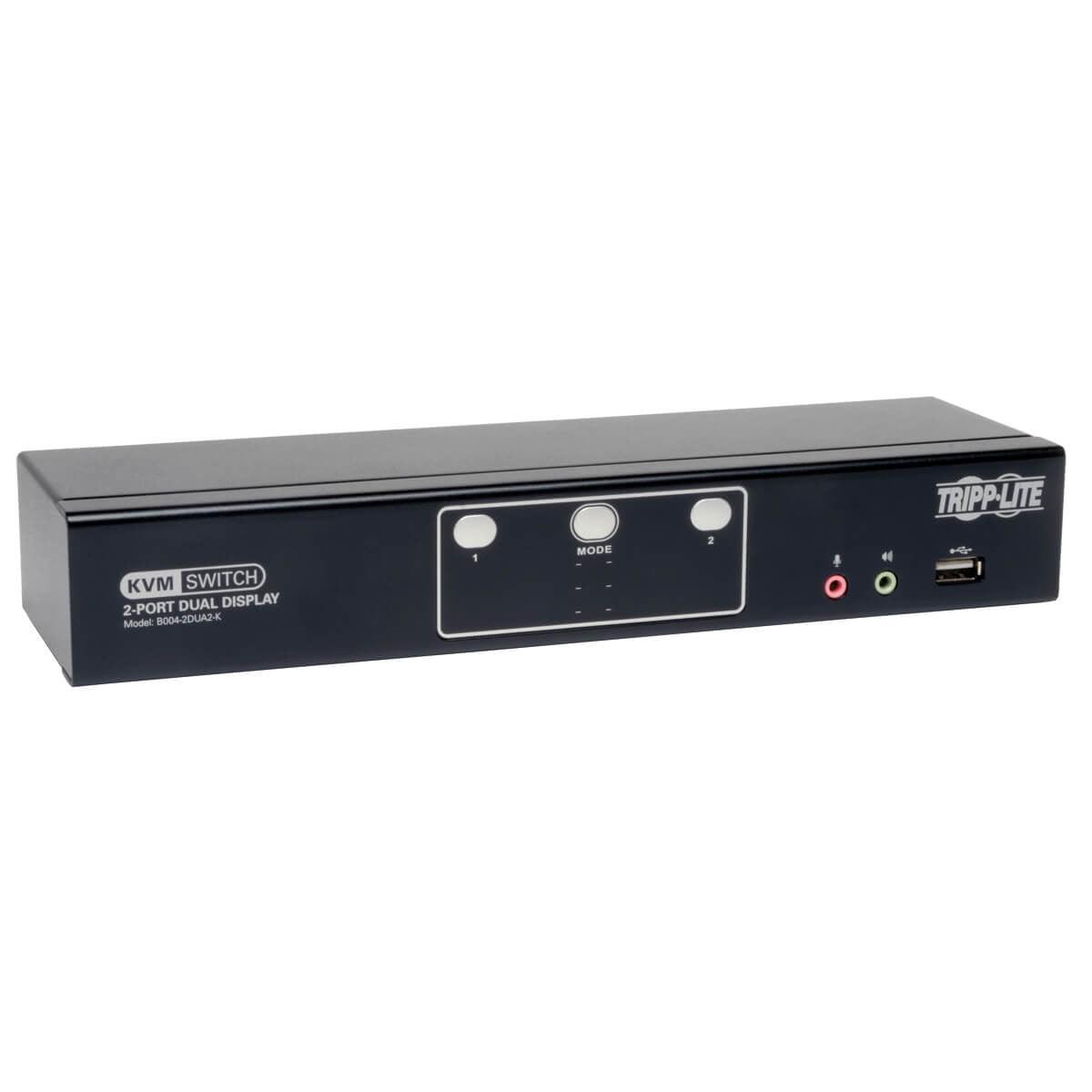 Dual Monitor KVM Switch - 2-Port DVI Audio USB Hub | Tripp Lite B004-2DUA2-K