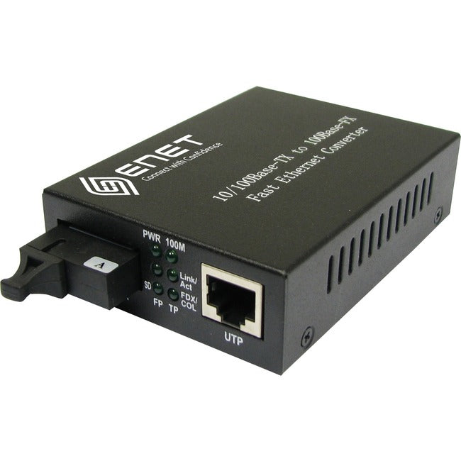 ENET 1x 10/100Base-T Power Over Ethernet (PoE) RJ45 to 1x Duplex SC 100Base-FX Multimode 2km; IEEE802.3; 33W total ENMC-FETP-MMF2