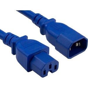 ENET C14 to C15 6ft Blue Power Extension Cord 14 AWG 15A NEMA IEC-320 C14 to NEMA IEC-320 C15 Blue 6' C14C15-BL-6F-ENC