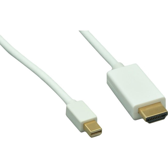 ENET HDMI Male to Mini DisplayPort Male 32 AWG White Cable 10FT HDMIM-MDPM-WH-10F
