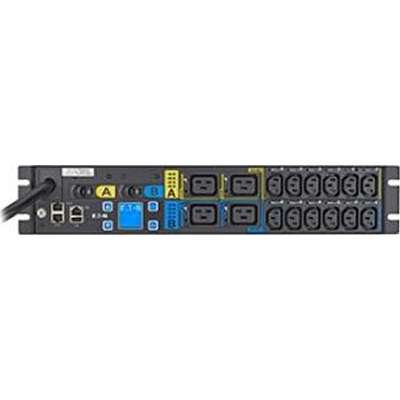 Eaton Managed rack PDU, 2U, L6-30P input, 5.76 kW max, 200-240V, 24A, 10 ft cord, Single-phase, Outlets: (12) C13, (4) C19 EMAU06-10
