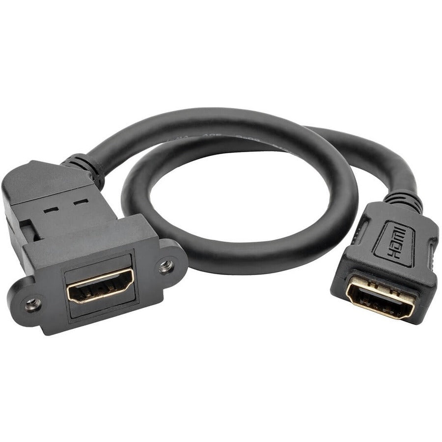Eaton Tripp Lite Series High-Speed HDMI with Ethernet All-in-One Keystone/Panel Mount Coupler Cable (F/F), Angled Connector, 1 ft. (0.31 m) P164-001-KPA-BK