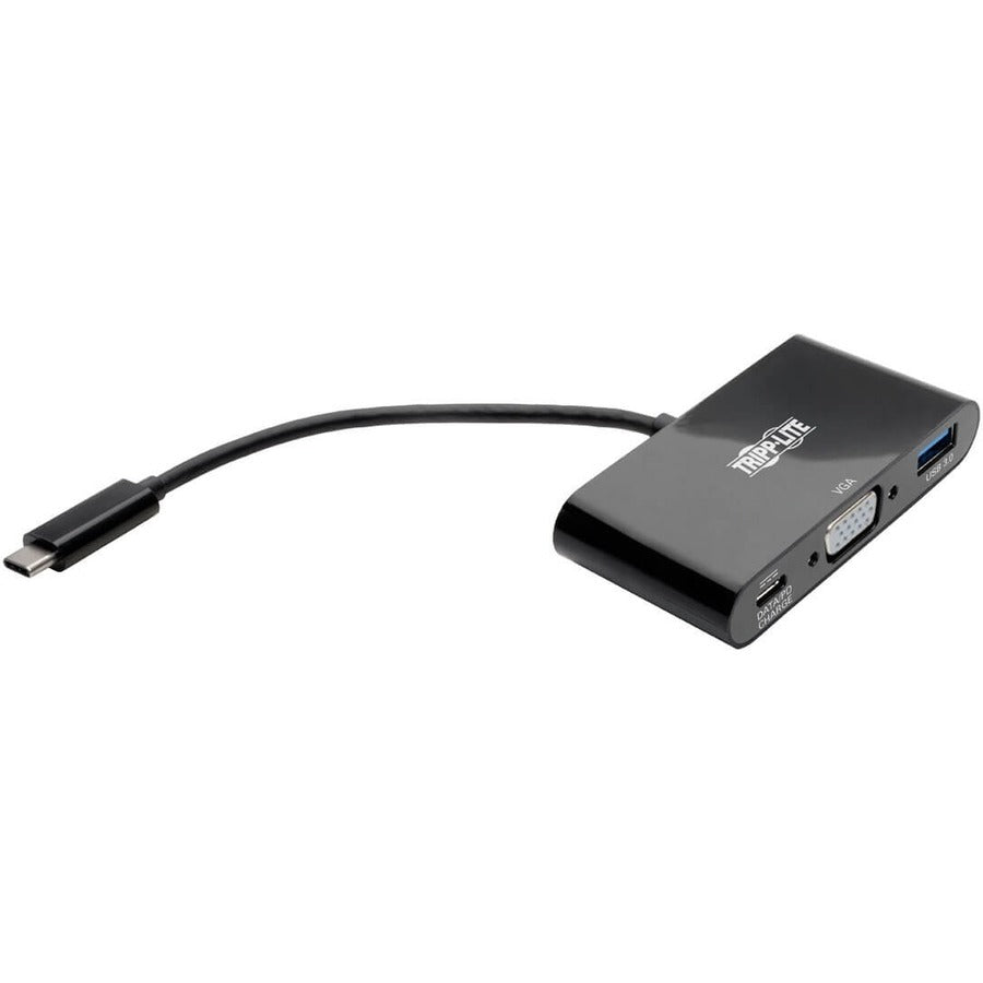 Eaton Tripp Lite Series USB-C to VGA Adapter with USB 3.x (5Gbps) Hub Ports and 60W PD Charging, Black U444-06N-VUB-C
