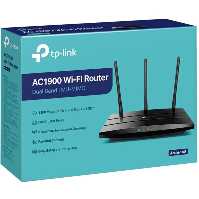 Ethernet Gigabit Router - TP-Link Archer A8 AC1900 MU-MIMO WiFi | TecISoft