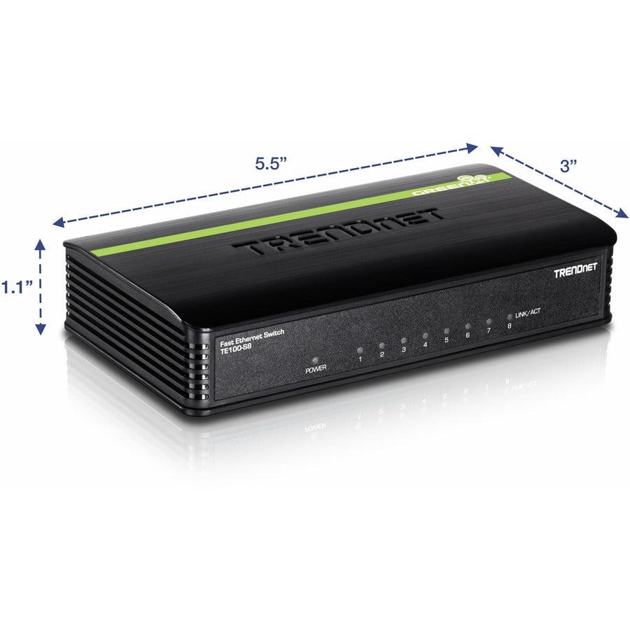 Ethernet Switches - 8-Port Energy Efficient Desktop Switch | TRENDnet TE100-S8