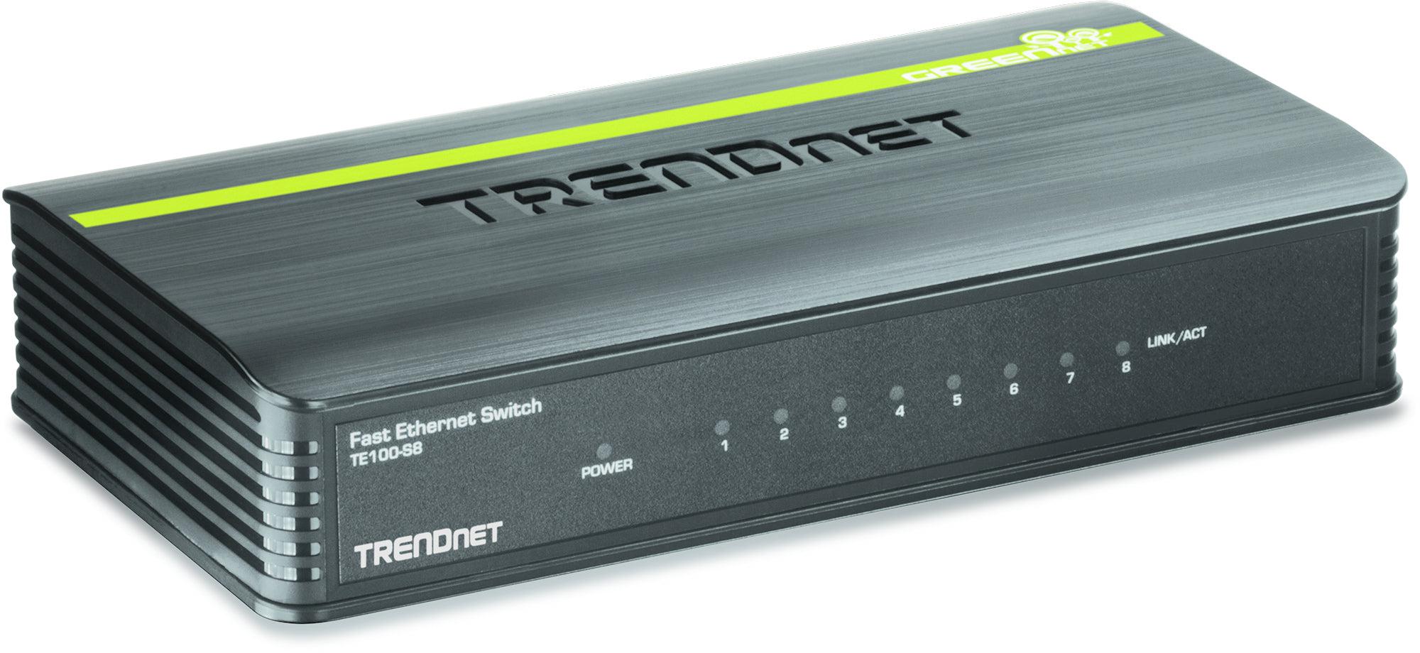 Ethernet Switches - 8-Port Energy Efficient Desktop Switch | TRENDnet TE100-S8