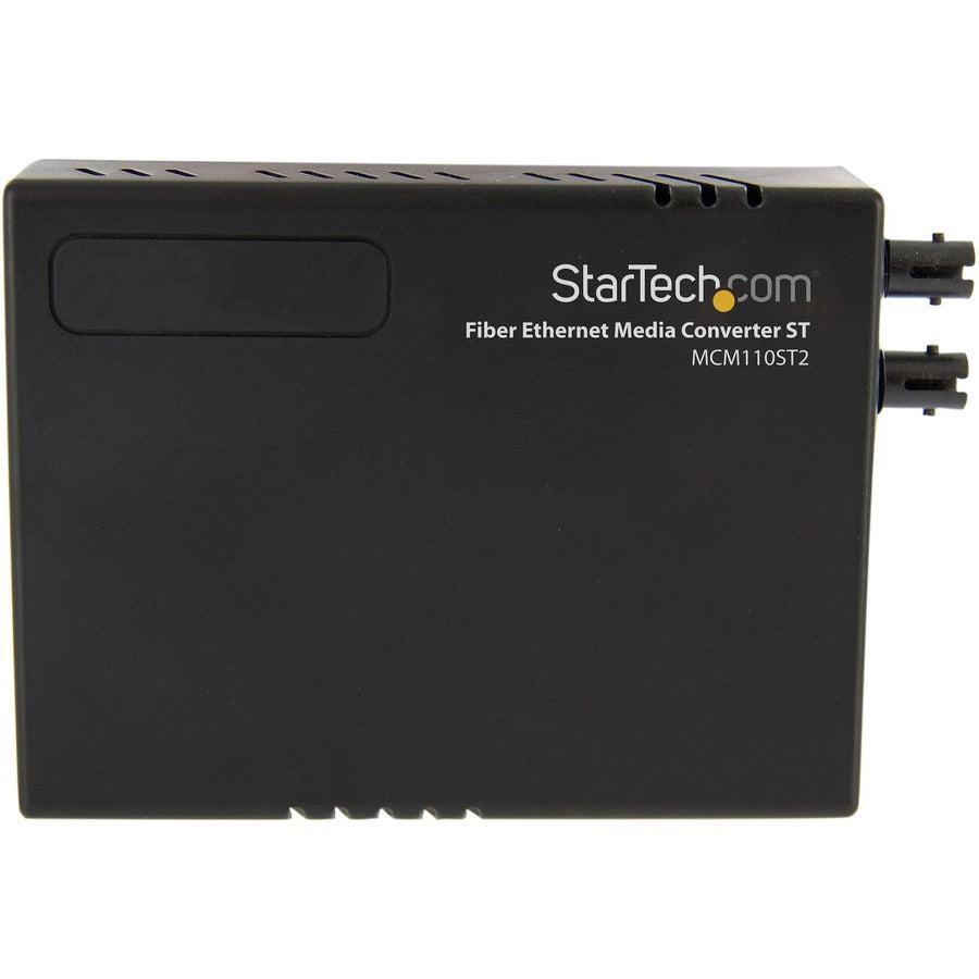 Ethernet to Fiber Media Converter ST Connector 2km - StarTech MCM110ST2 TAA Compliant