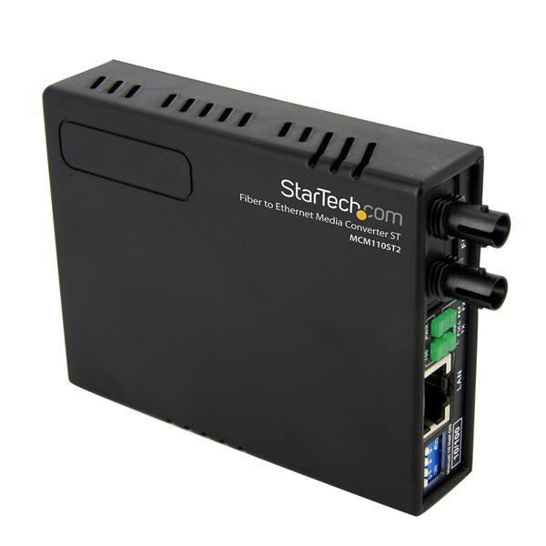 Ethernet to Fiber Media Converter ST Connector 2km - StarTech MCM110ST2 TAA Compliant