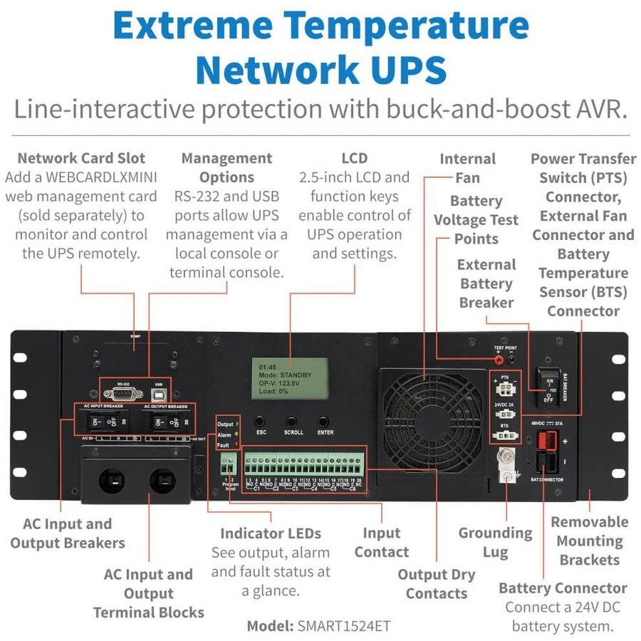 Extreme Temperature UPS System - Industrial Traffic Control Power Supply | Tripp Lite by Eaton SMART1524ET