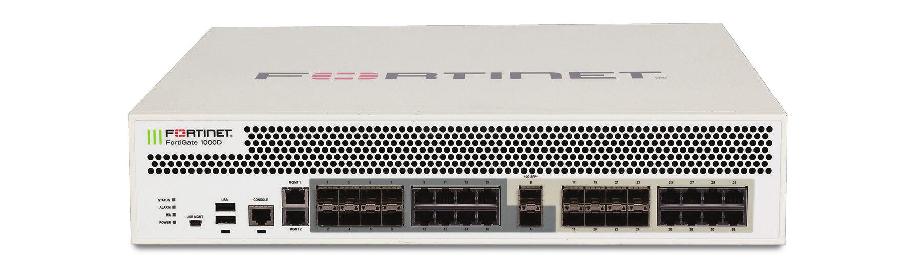 Fortinet Fortigate-1000D Hardware Plus 3 Year 24X7 Forticare And Fortiguard Enterprise Protection