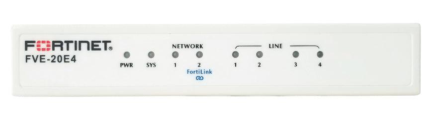 Fortinet Fortivoice-20E4, 2 X 10/100 Ports, 4 X Fxo, 8Gb Storage, 20 Endpoints, And 4 Voip Trunks. Supports Local Survivable Configuration.