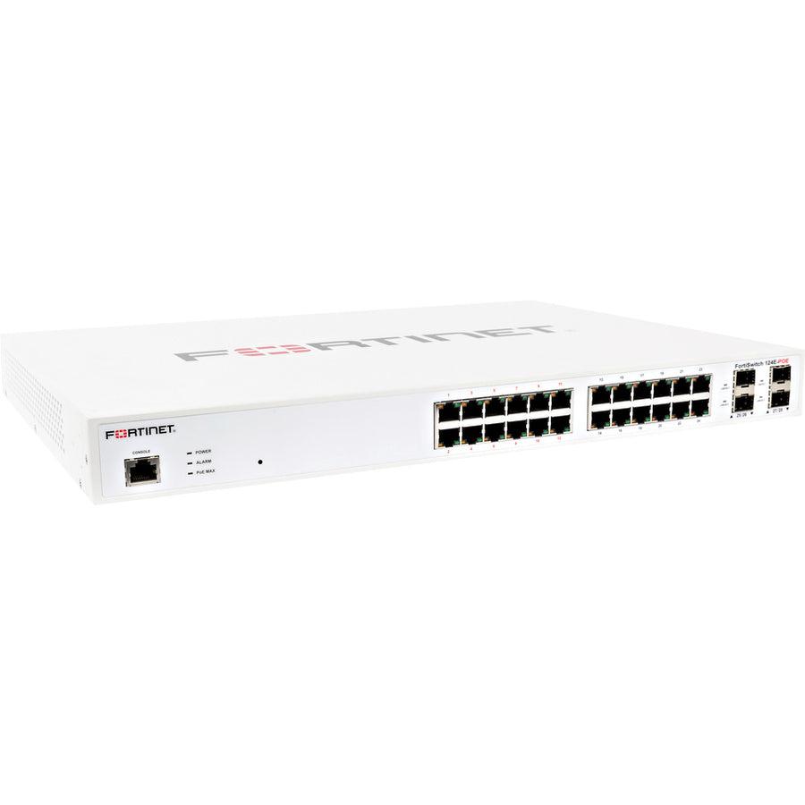 Fortinet L2+ Managed Poe Switch With 24Ge +4Sfp, 12 Port Poe With Max 185W Limit And Smart Fan Temperature Control