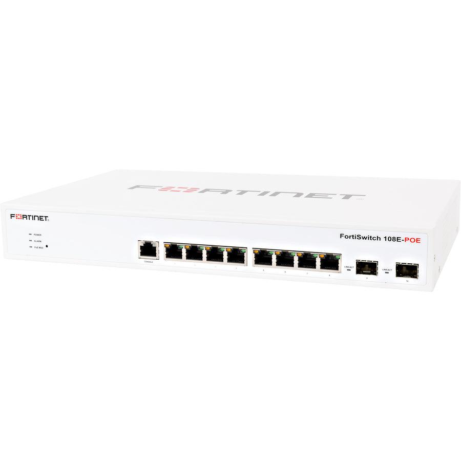 Fortinet Layer 2 Fortigate Switch Controller Compatible Poe+ Switch With 8 X Ge Rj45 Ports, 2 X Ge Sfp, With Automatic Max 130W Poe Output Limit