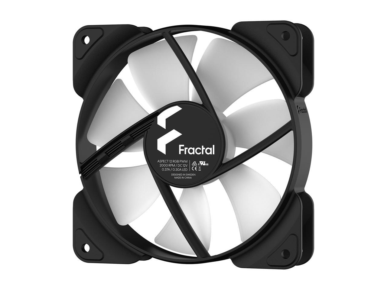 Fractal Design Aspect 12 Fd-F-As1-1207 Rgb 120Mm Pwm Wide 500-2000Rpm Range Black Frame 3-Pack Computer Case Fan