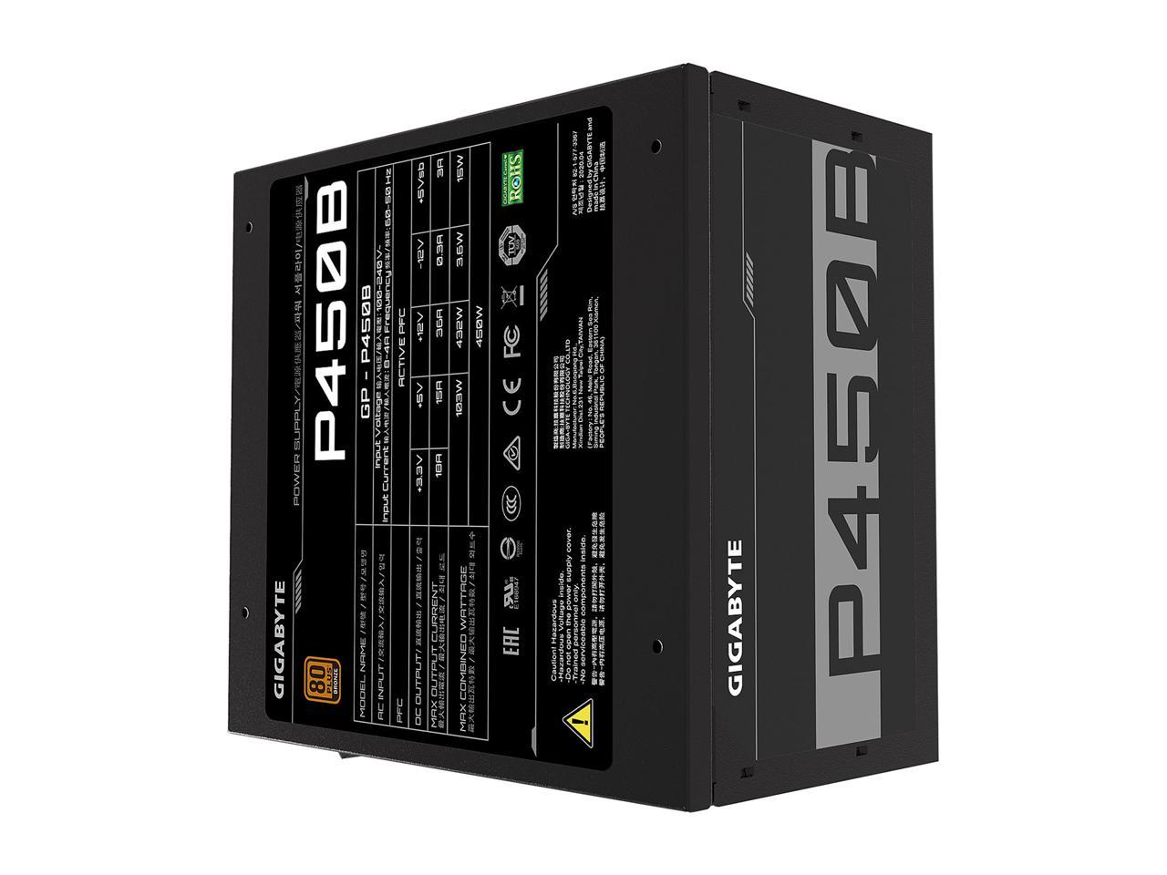 Gigabyte Gp-P450B 450W 80 Plus Bronze 3 Year Warranty Power Supply