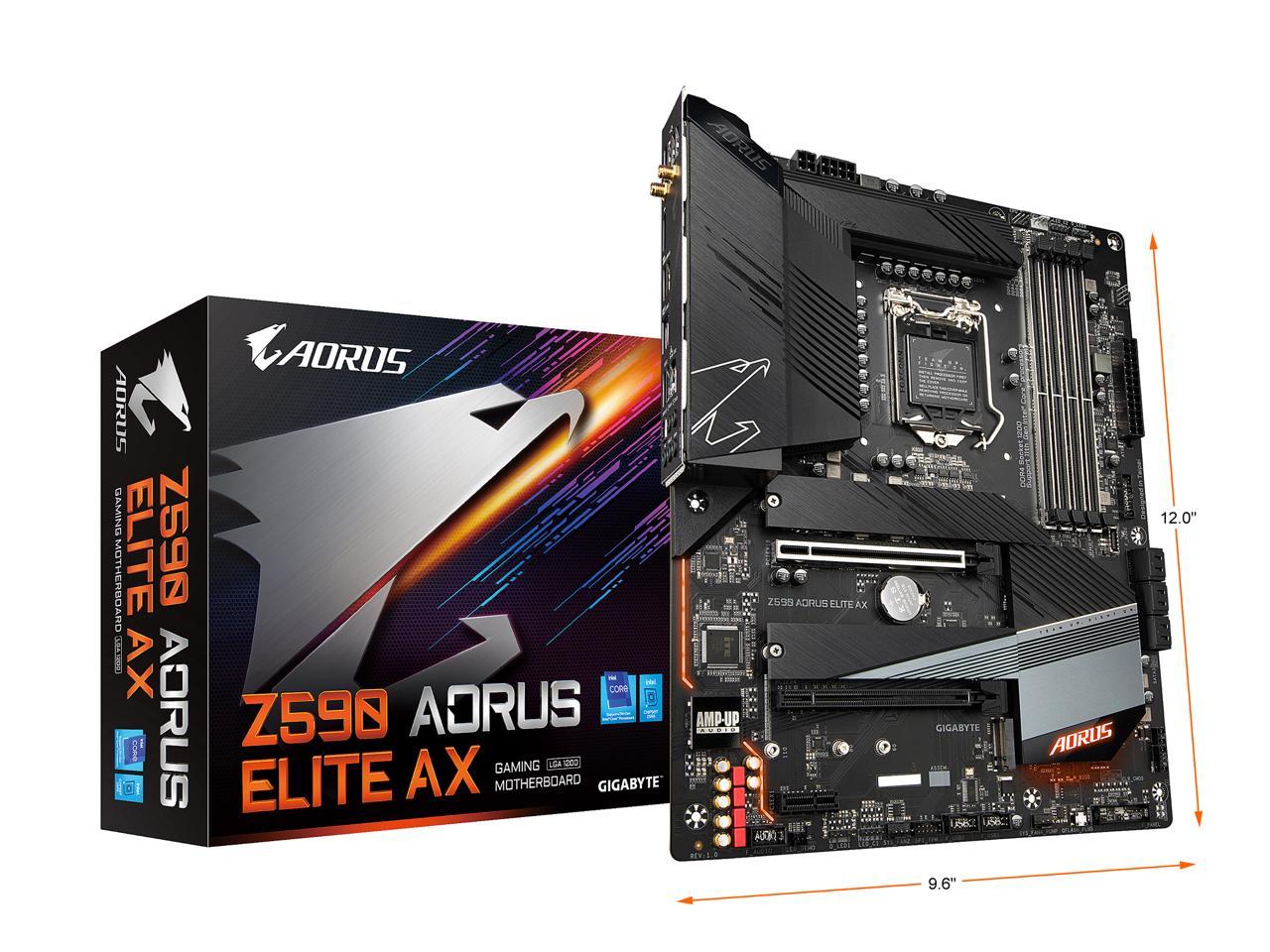 Gigabyte Z590 Aorus Elite Ax Lga 1200 Intel Z590 Atx Motherboard With Triple M.2, Pcie 4.0, Usb 3.2 Gen2X2 Type-C, Intel Wifi 6, 2.5Gbe Lan