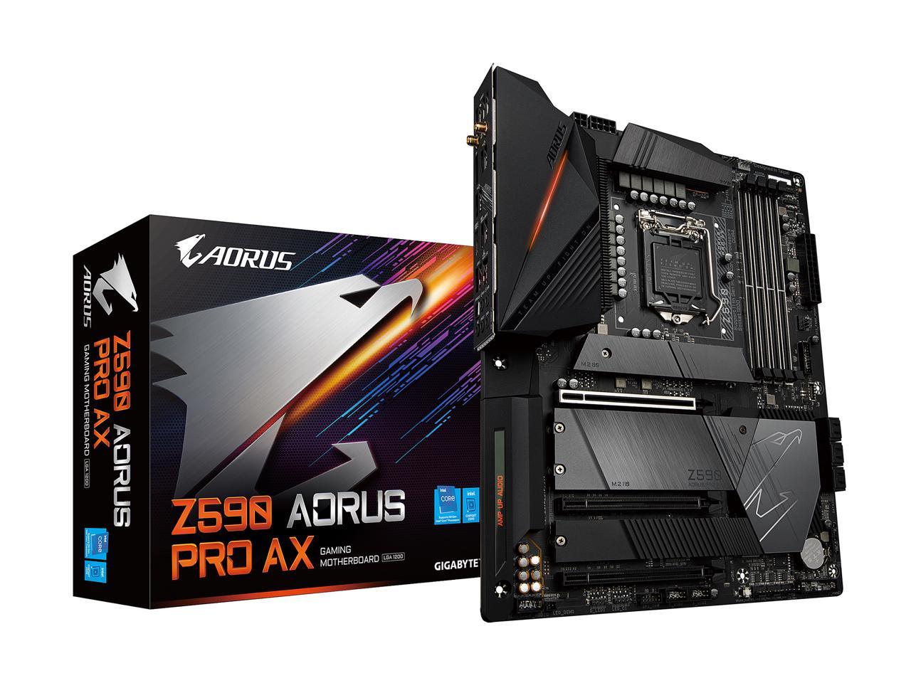 Gigabyte Z590 Aorus Pro Ax Lga 1200 Intel Z590 Atx Motherboard With 4 X M.2, Pcie 4.0, Usb 3.2 Gen2X2 Type-C, Intel Wifi 6, 2.5Gbe Lan