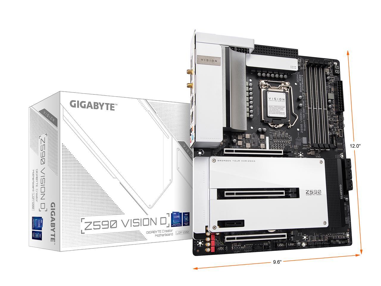 Gigabyte Z590 Vision D Socket Lga1200/ Intel Z590/ Ddr4/ Quad-Gpu & 2-Way Crossfire/ Sata3&Usb3.2/ M.2/ Wifi&Bluetooth/ Atx Motherboard
