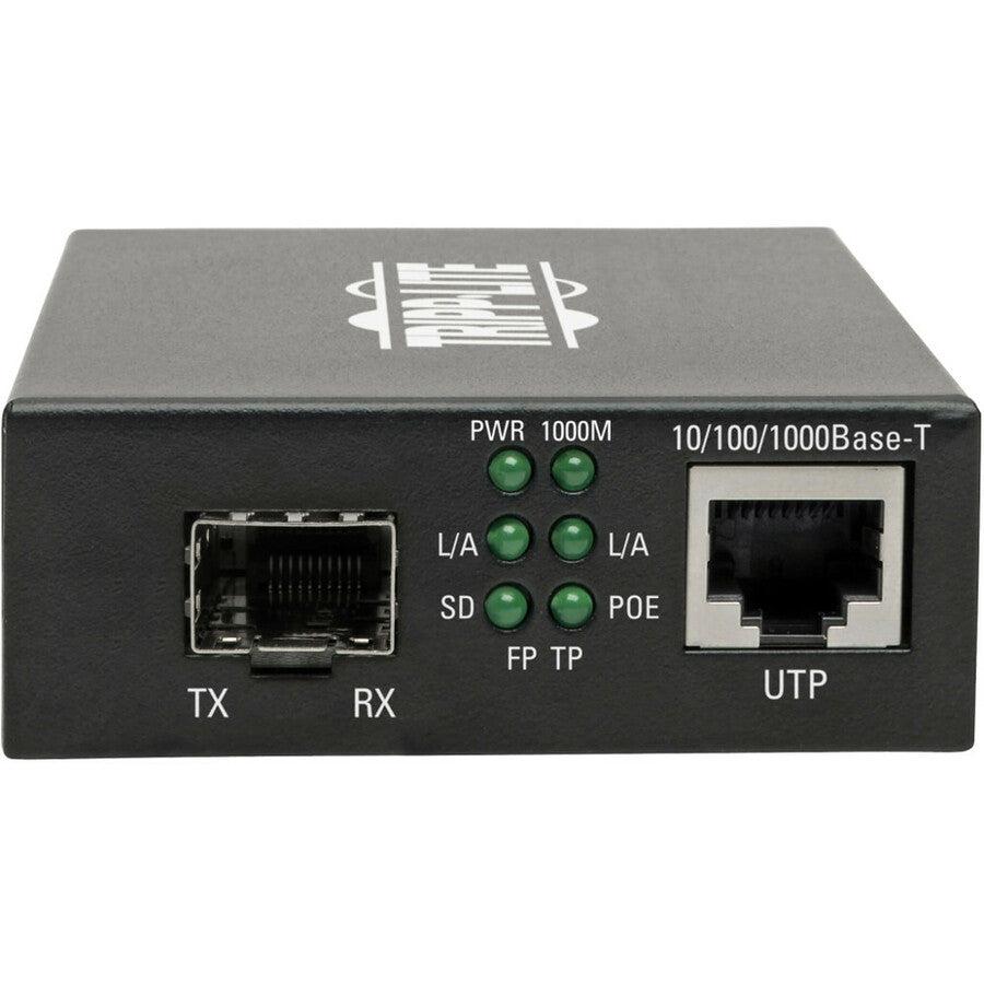 Gigabit SFP Fiber to Ethernet Media Converter, POE+ - 10/100/1000 Mbps N785-P01-SFP