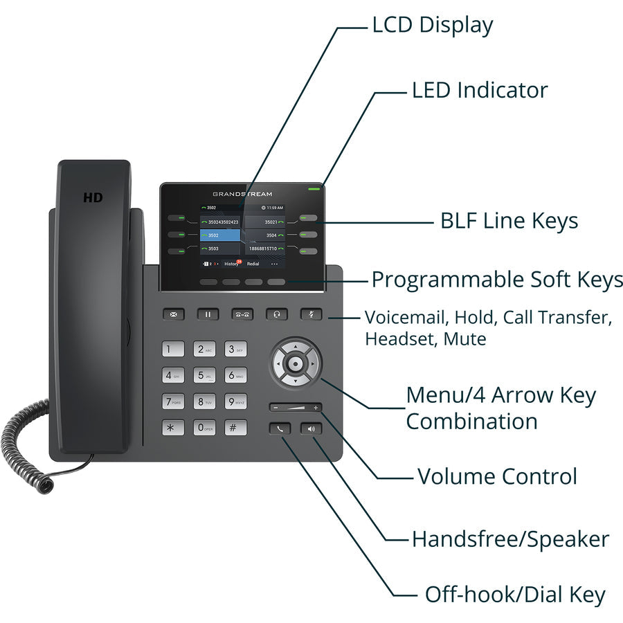 Grandstream IP Phone - Corded - Corded - Desktop GRP2613