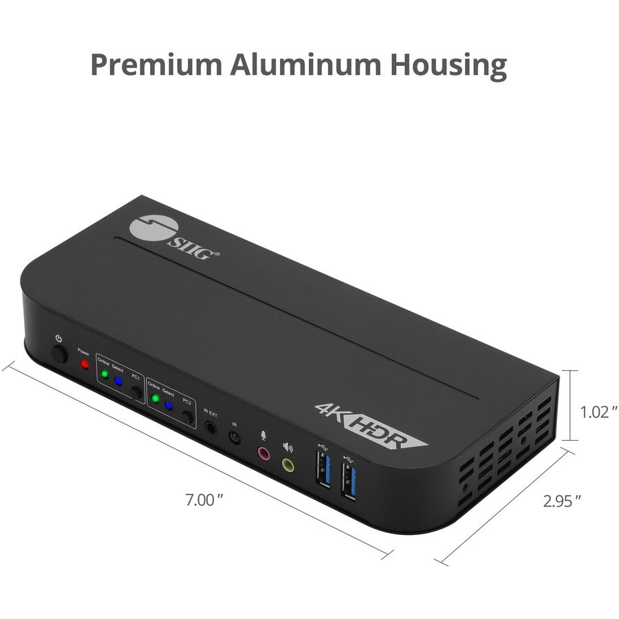 HDMI 4K KVM Switch - 2x1 USB 3.0 Remote Control | SIIG CE-KV0E11-S1
