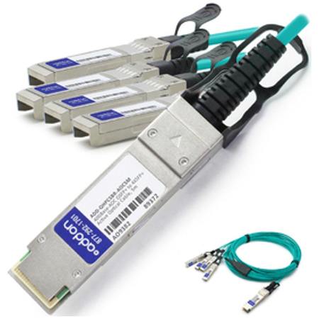 HP JG325B to Brocade (Formerly) 10G-SFPP-SR Compatible TAA Compliant 40GBase-AOC QSFP+ to 4xSFP+ Active Optical Cable (850nm, MMF, 5m) ADD-QHPCSBR-AOC5M