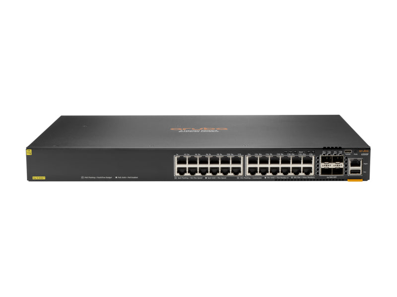 HPE Aruba Networking CX 6300F 24-port 1GbE Class 4 PoE and 4-port SFP56 Switch JL666A#ABA