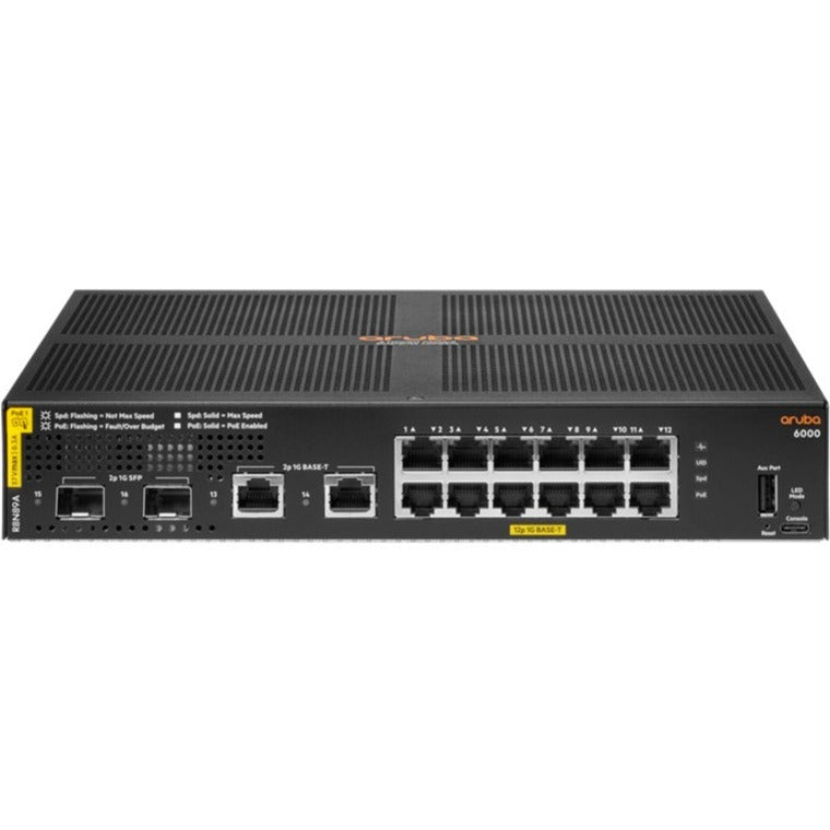 Hewlett Packard Enterprise Aruba 6000 12G Class4 Poe 2G/2Sfp 139W Managed L3 Gigabit Ethernet (10/100/1000) Power Over Ethernet (Poe) 1U