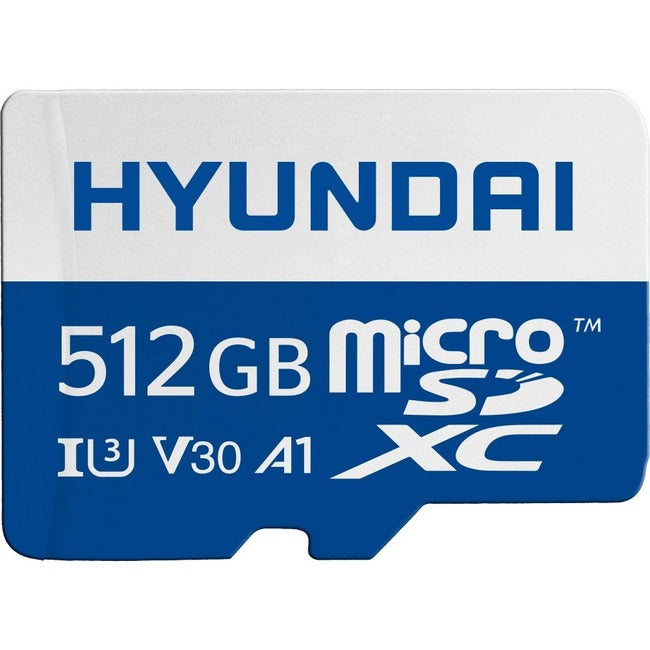 Hyundai 512GB microSDXC UHS-1 Memory Card with Adapter, 95MB/s (U3) 4K Video, Ultra HD, A1, V30 SDC512GU3