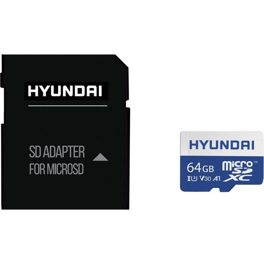 Hyundai 64GB microSDXC UHS-I Memory Card with Adapter, 90MB/s (U3) 4K Video, Ultra HD, A1, V30 SDC64GU3
