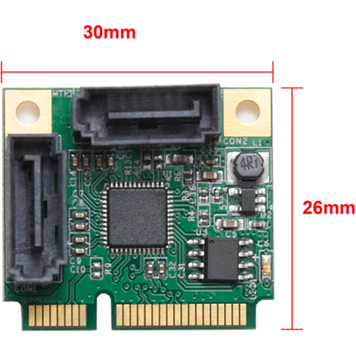 IO Crest Half Height 2 Port SATA III RAID Mini PCI-e 2.0 Card SI-MPE40095