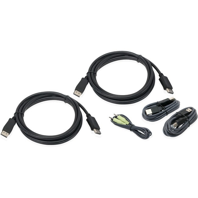 IOGEAR 10 Ft. Dual View DisplayPort, USB KVM Cable Kit with Audio (TAA) G2L9203UTAA3