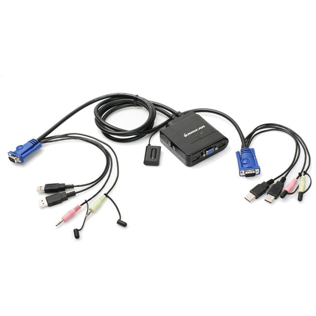 IOGEAR 2-Port USB Cable KVM Switch with Audio and Mic - VGA Remote Control | Tecisoft GCS72U