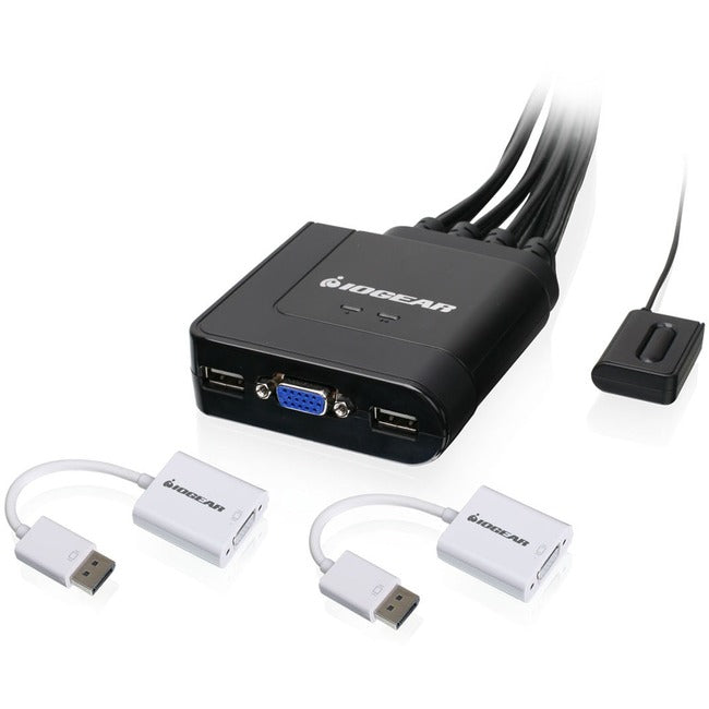 IOGEAR 2-Port USB VGA Cable KVM with DisplayPort Adapters GCS72DPKIT