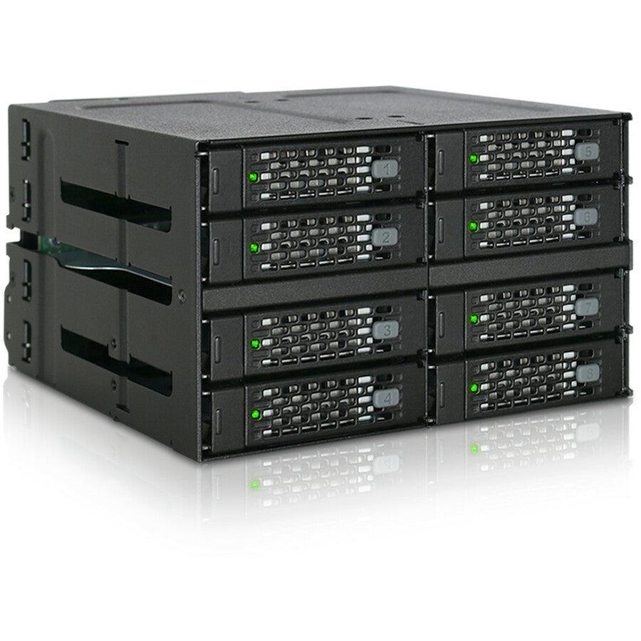 Icy Dock ToughArmor MB508SP-B Drive Enclosure for 5.25 - Mini-SAS HD Host Interface Internal - Black"