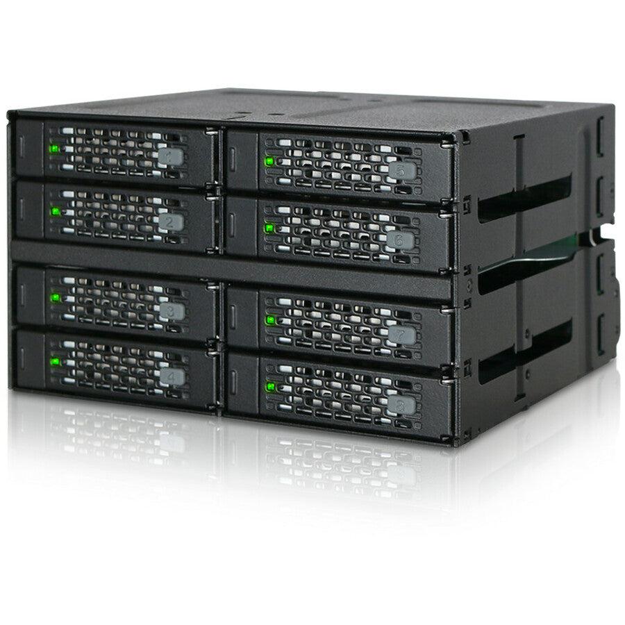 Icy Dock ToughArmor MB508SP-B Drive Enclosure for 5.25 - Mini-SAS HD Host Interface Internal - Black"