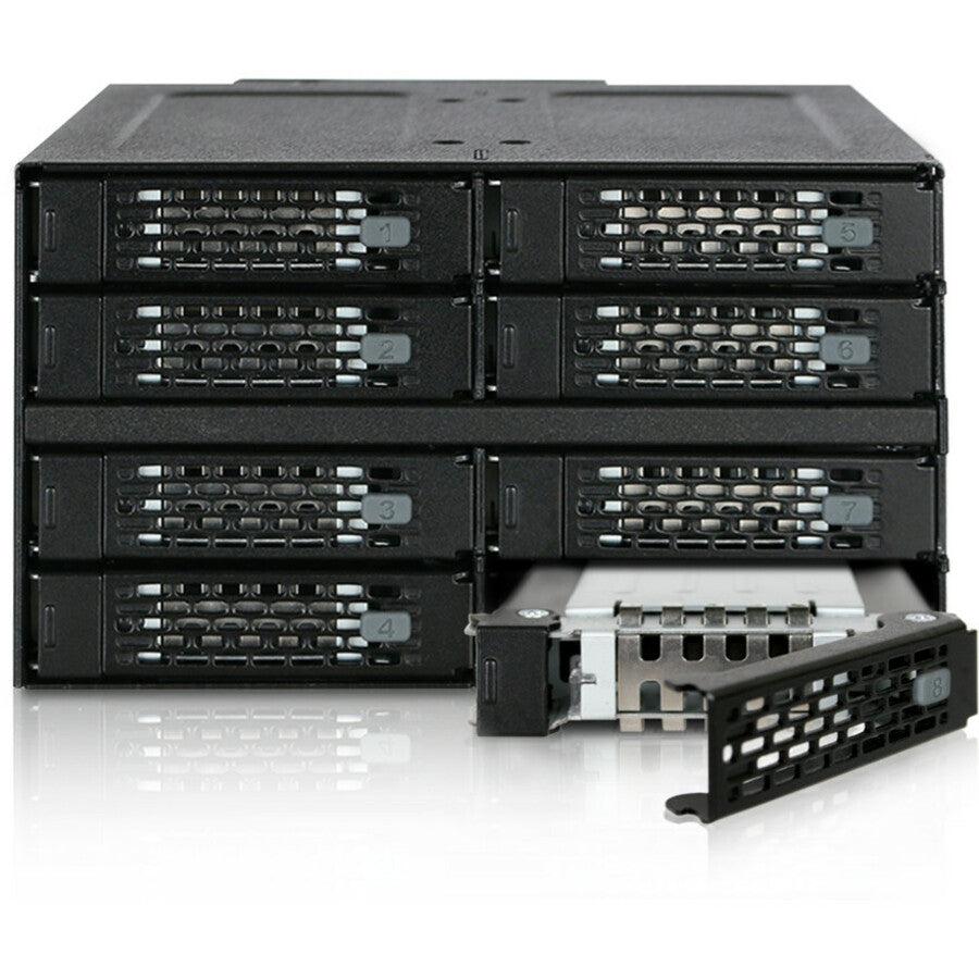 Icy Dock ToughArmor MB508SP-B Drive Enclosure for 5.25 - Mini-SAS HD Host Interface Internal - Black"