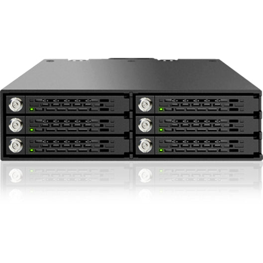 Icy Dock ToughArmor MB996SK-6SB Drive Enclosure for 5.25 - Serial ATA/600 Host Interface Internal - Black"