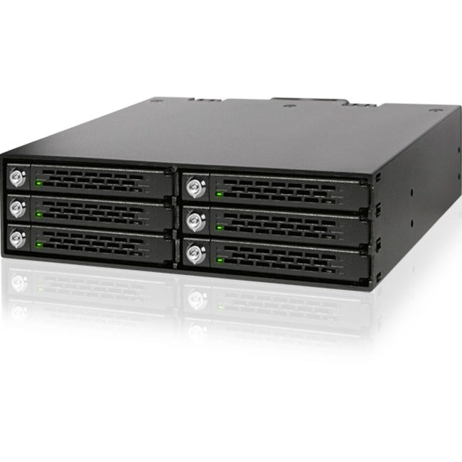 Icy Dock ToughArmor MB996SK-6SB Drive Enclosure for 5.25 - Serial ATA/600 Host Interface Internal - Black"
