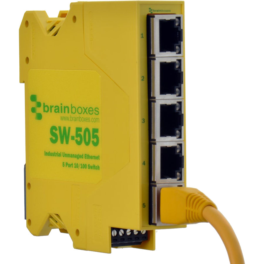 Brainboxes Industrial Compact Ethernet 5 Port Switch DIN Rail Mountable SW-505