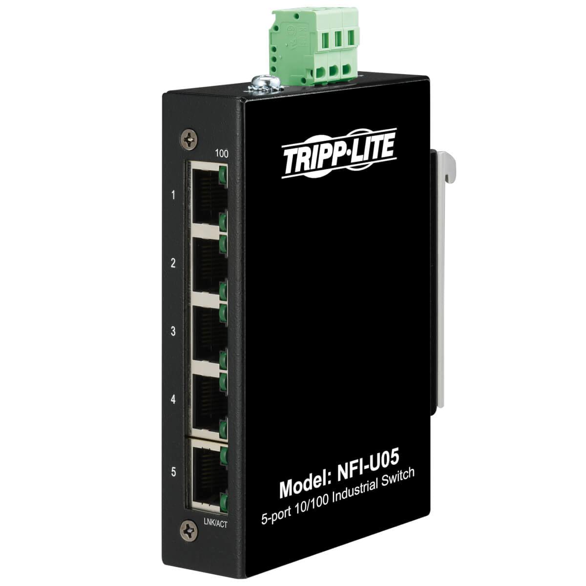 Industrial Ethernet Switch - 5 Port DIN Mountable Network Switch | Tripp Lite NFI-U05