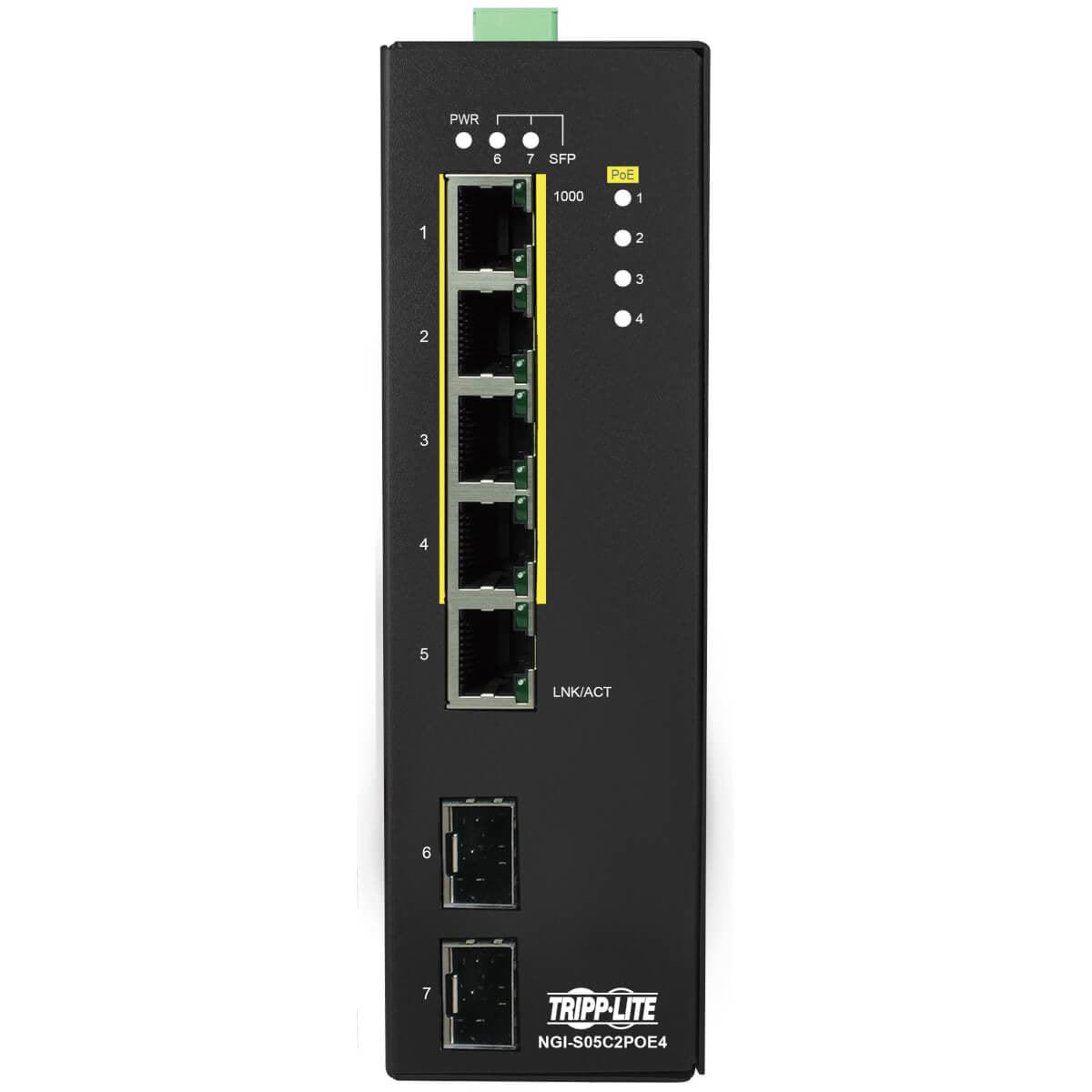 Industrial Ethernet Switch 5-Port PoE+ - Managed Gigabit Network Solution | Tripp Lite NGI-S05C2POE4
