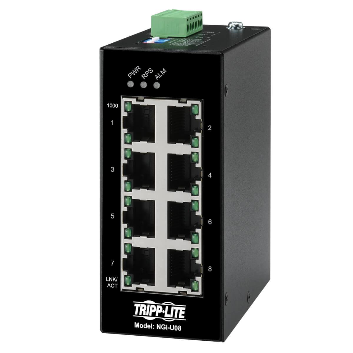 Industrial Ethernet Switch - 8-Port DIN Mount Network Switch | Tripp Lite NGI-U08
