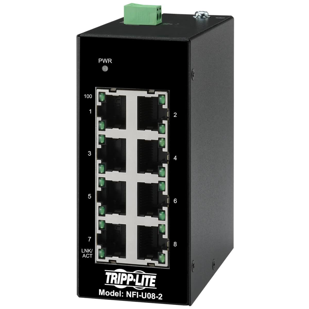 Industrial Ethernet Switch - 8-Port Unmanaged Ruggedized Network Switch | TecISoft NFI-U08-2
