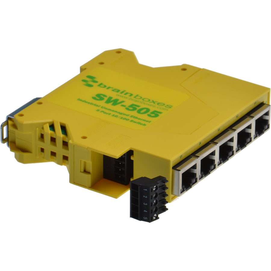 Industrial Ethernet Switch - Brainboxes SW-505 5-Port DIN-Rail | Tecisoft