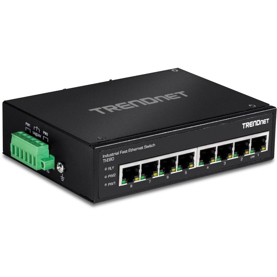 Industrial Ethernet Switch DIN-Rail - 8-Port Fast Ethernet | TRENDnet TI-E80