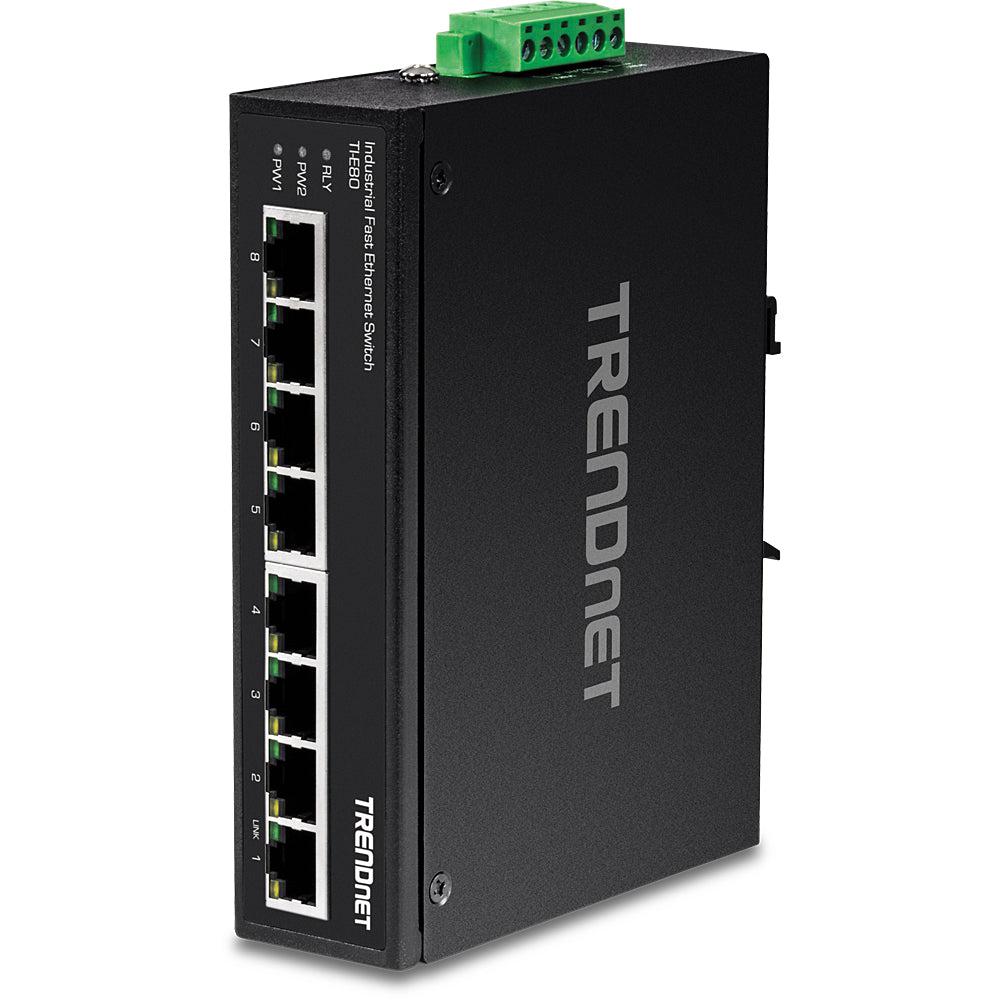 Industrial Ethernet Switch DIN-Rail - 8-Port Fast Ethernet | TRENDnet TI-E80