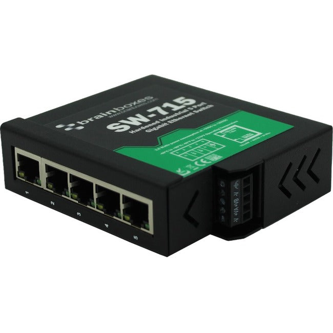 Industrial Ethernet Switch - Hardened 5 Port Gigabit DIN Rail Switch | Brainboxes SW-715