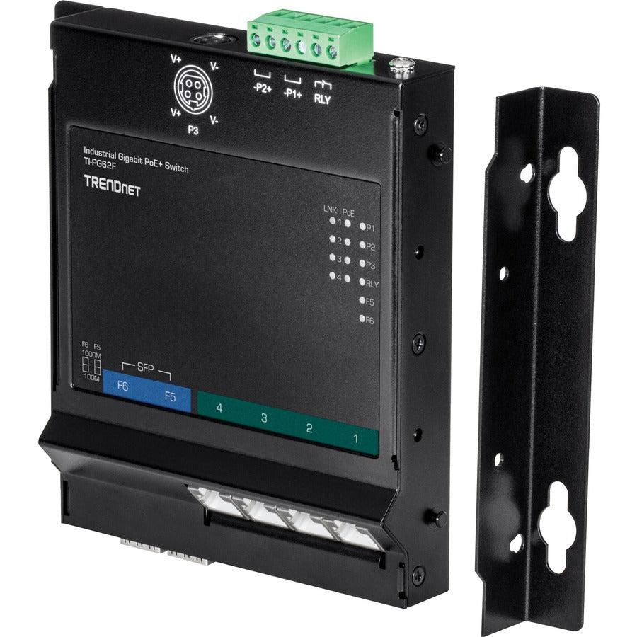 Industrial Gigabit PoE+ Switch - 6-Port Wall-Mounted Front Access | TRENDnet TI-PG62F